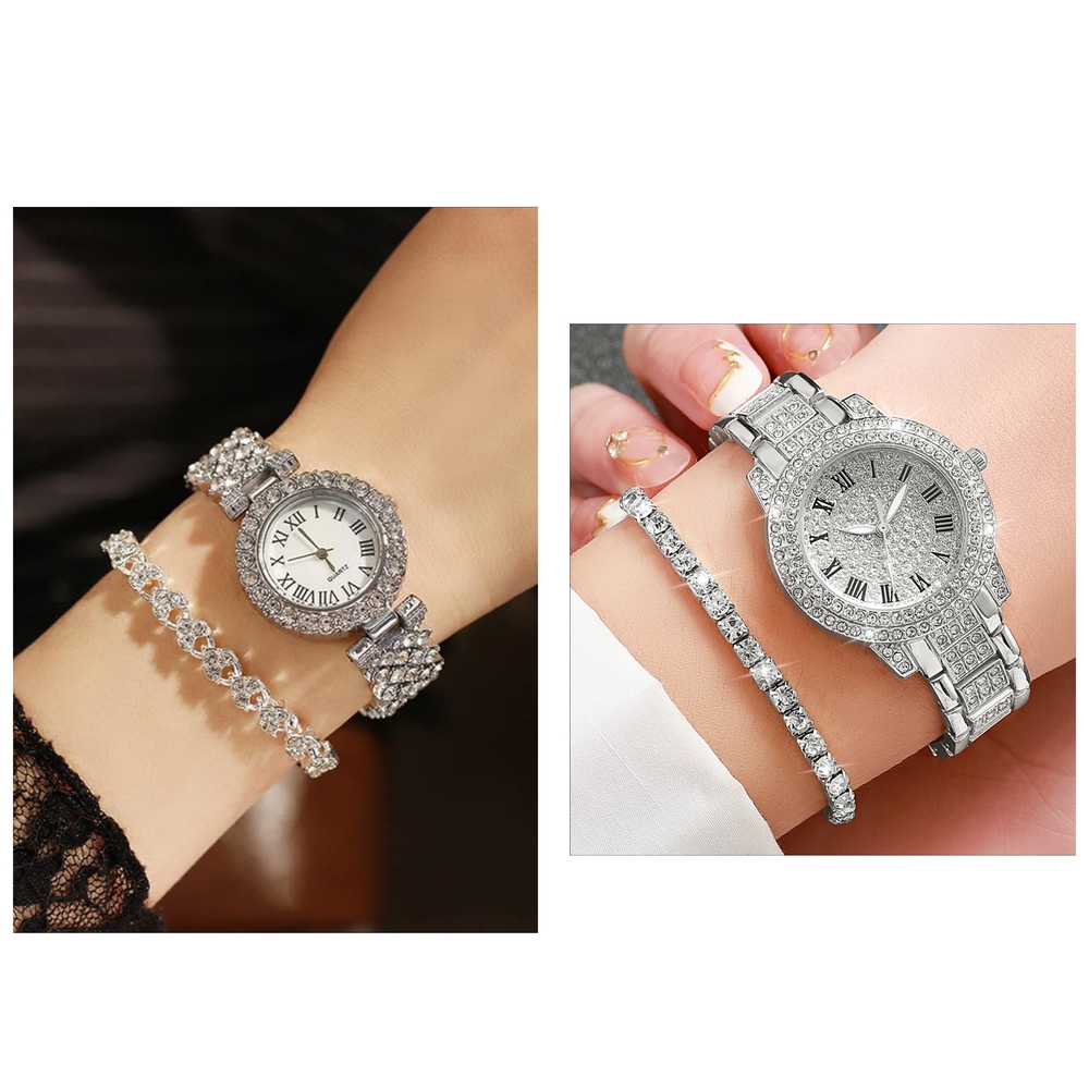 NEW Elegant and Classy Silver Women's Watch and Bracelet Set